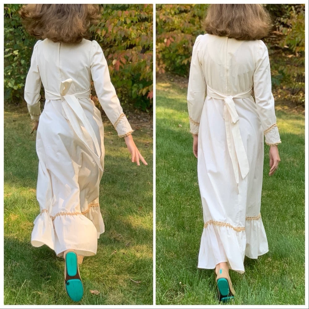 Gunne Sax Vintage Long Prairie Wedding Dress, 9. - Picture 5 of 14